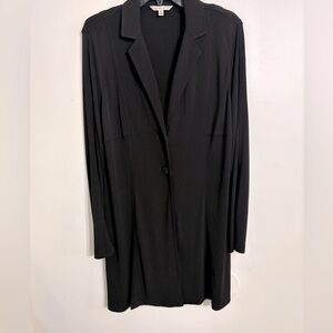 CAbi Long Black Button Elegant  Stretch Jacket Size Large  NWOT